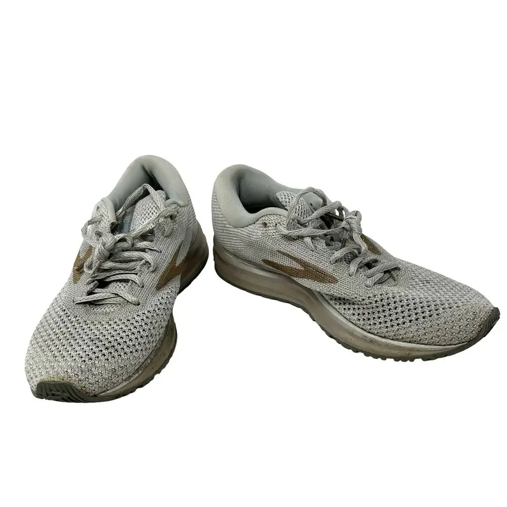 Brooks Size 11 Sneaker Silver White Mesh Revel 2 Running Lace Up‎ Athleticwear